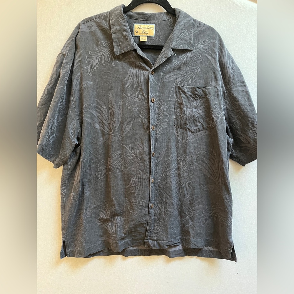 Boundary Bay Men's 100% Silk Tropical Leaf Button Down Shirt XL